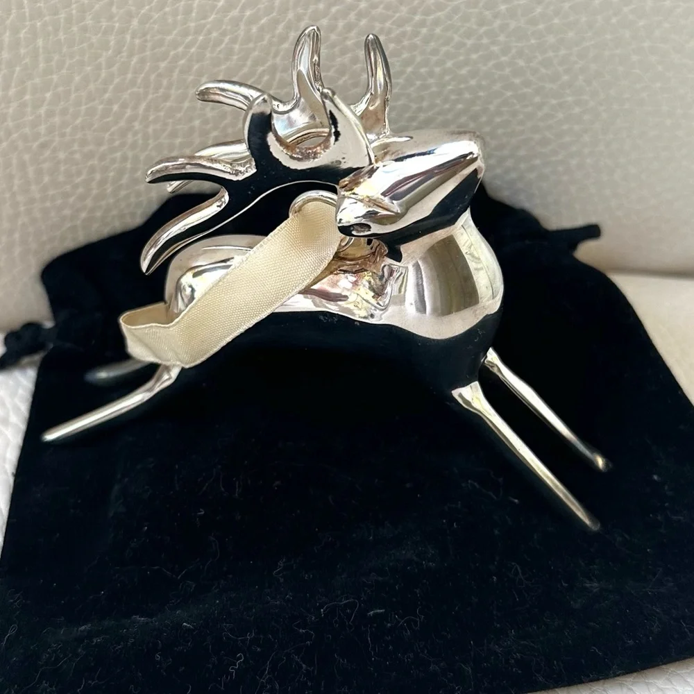 Pottery Barn NWOT Vintage Silver Reindeer Holiday Christmas Ornaments